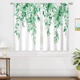 thumbnail image 5 of Emerald Teal Eucalyptus Botanical Leaves Floral Kitchen Window Curtains Over Sink Farmhouse Flower Spring Small Treatment Cafe Short Curtains for Bathroom Treatment Tier Drapes 27.5x39 inch, 5 of 6