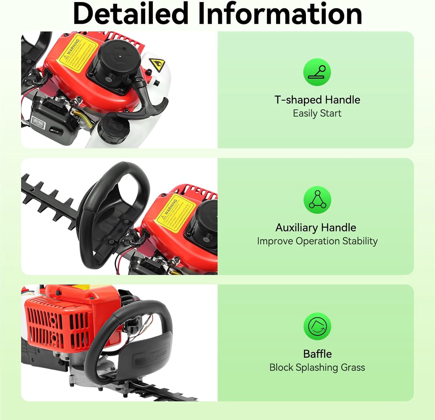 22.5cc 2-Stroke Gas Powered Dual Sided Hedge Trimmer with Rotating Handle, Garden Tool to Trim Shrubs, Bushes, and More, Lightweight for Gardener Professional Landscaper Home User