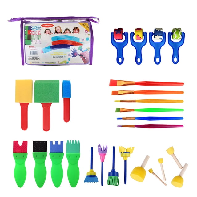 Tholdsy Paquete de 26 pinceles de esponja para pintar para niños, rodillo de dibujo de juguete, arte, jardín de infantes, creatividad, Kits de experimentos de química