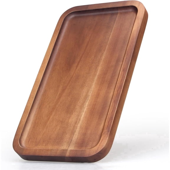 ERBAO Small Wooden Platter, 10" x 5.5" Acacia Wood Serving Tray, Mini Charcuterie Board for Cheese Appetizers, Rectangle Wood Tray for Kitchen Counter Home Decor