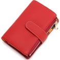 thumbnail image 1 of Small Bifold Real Leather Wallet Women Designer Minimalist RFID Blocking Wallet with Removable Card Holder & Coins Pocket (Red), 1 of 1
