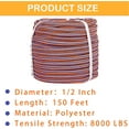 thumbnail image 4 of OTTULUR 1/2 Inch 150 Feet 12 Strand Braided Rope Polyester Rigging Rope Tensile Strength 8000 Pounds Bull Rope Suitable for Camping Tree Working Swing Blue Orange, 4 of 6