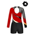 thumbnail image 4 of Doomiva Kids Girls Gymnastic Leotard Dance Biketard Unitard Bodysuit with Tumbling Athletic Shorts Scrunchies Set Red&Black 8, 4 of 7