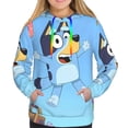 thumbnail image 2 of Lsque Bluey Pattern Casual Women's Hoodie,Hooded Sweatshirt with Kangaroo Pocket,Pullover Hoodie with Eye-catching Drawstrings-Small, 2 of 8