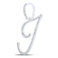thumbnail image 2 of 10kt White Gold Womens Round Diamond I Initial Letter Pendant 3/8 Cttw, 2 of 2