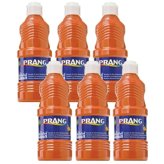 Prang Washable Tempera Paint, Orange, 16 oz, Pack of 6