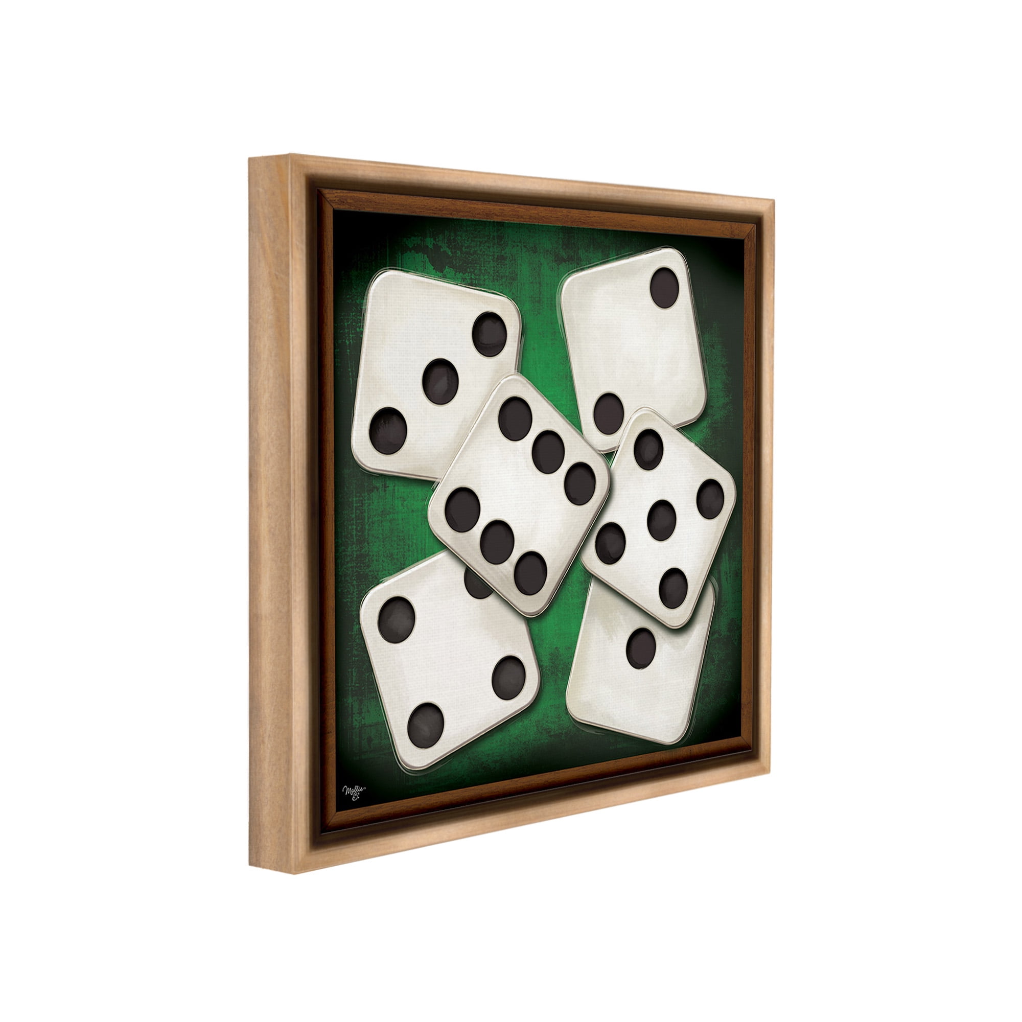 Stupell Industries Dice on Casino Table Sports Painting Brown Floater Framed Canvas Art Print Wall Art, 25 x 25