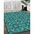 thumbnail image 2 of Ahgly Company Indoor Round Patterned Dark Turquoise Green Area Rugs, 5' Round, 2 of 6