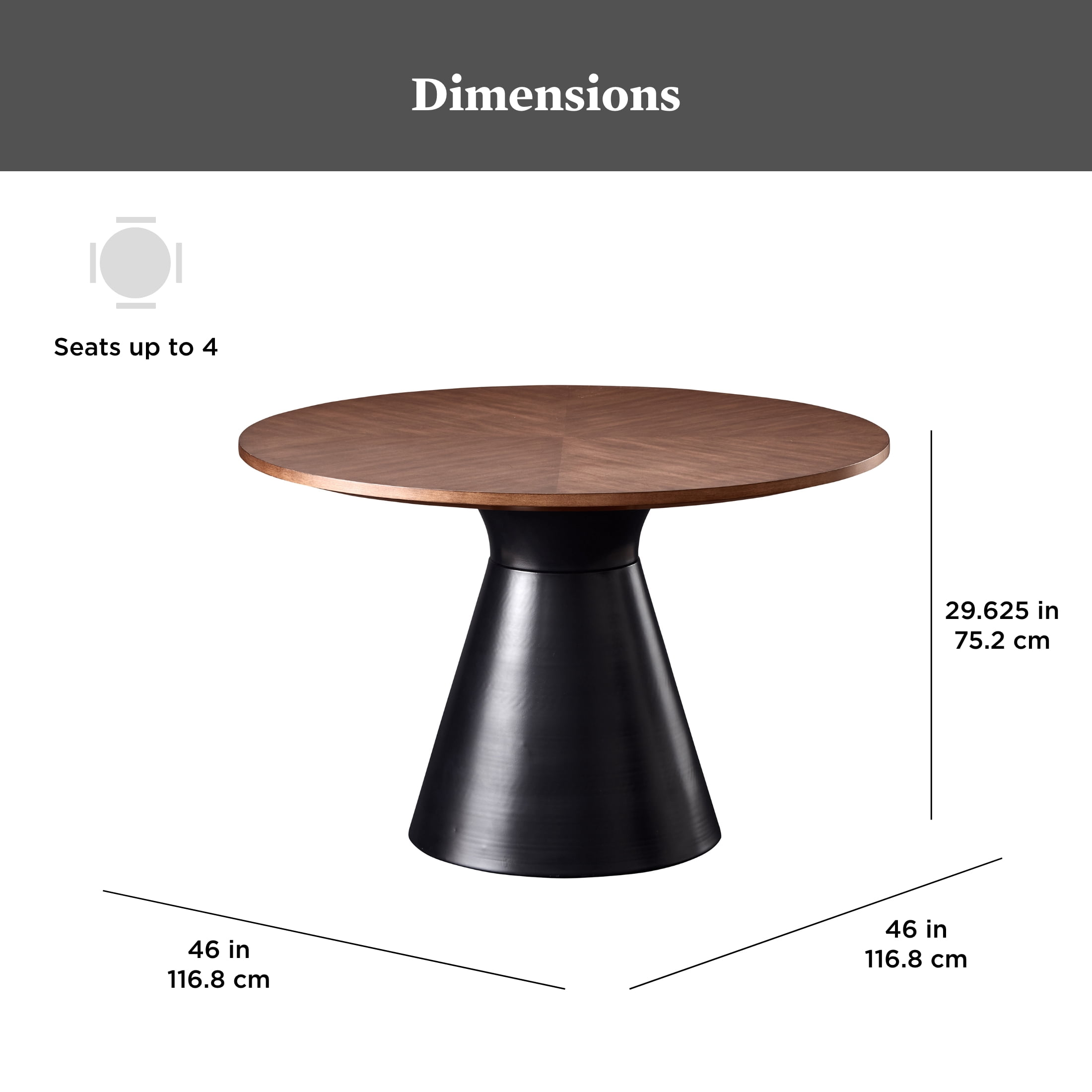 Better Homes & Gardens Wyatt Round Dining Table, Walnut Finish