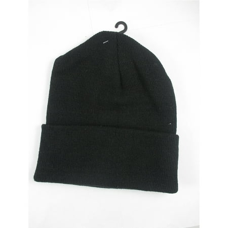 Unisez Mens Black Plain Beanie Ski Cap Skull Hat Warm Solid Color Winter Cuff Beany