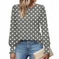 thumbnail image 6 of Miluxas Womens Casual Long Sleeve T-Shirts Round Neck Polka Dot Print Tops Trendy Loose Fit Blouses Gray L(L), 6 of 6