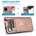 thumbnail image 3 of Nalacover Case for Samsung Galaxy A12 5G Wallet Case Hidden Card Slots Holder, Premium PU Leather Loop Finger Strap TPU Shockproof Lens Protection Cover for Samsung Galaxy A12 5G, Rosegold, 3 of 10