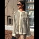 thumbnail image 4 of Camisas A Rayas con Botones para Mujer, Blusas Informales, Holgadas, de Larga y con Cuello Alto, Elegantes. Rayas Negras S, 4 of 10
