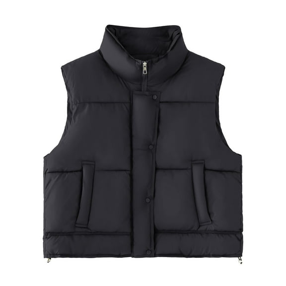 Rutainlusire Womens Puffer Sleeveless Vest Women's Casual Colored Sleeveless And Capless Stand Collar Jacket
