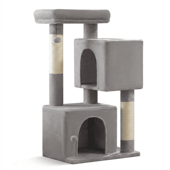 XL Cat Tower 44 Inch Cat Tree For Large Cats Over 20 Lbs, Sturdy Multi Level Condo With Thick Scching Posts And Plush Perches, Interactive Play Center For Indoor Kittens And Maine Coons, Grey
