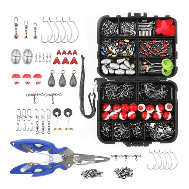 Kit de Accesorios Para Pesca 264 Piezas Negro con Amarillo Malubero Malu2318