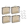 thumbnail image 1 of 4Pcs Purse Dust Bags Nonwoven Fabrics Transparent PVC Waterproof 4 Sizes Handbag Storage Organizer with S Hooks, 1 of 8