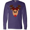 thumbnail image 3 of Inktastic Cute Girl Reindeer with Buffalo Plaid Bow Long Sleeve T-Shirt, 3 of 5