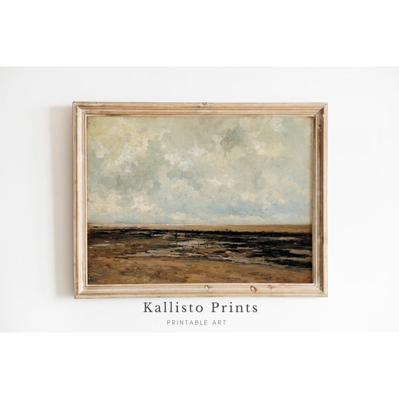 Expansive Earthy Landscape , Minimalist Open Field Art Print Poster, Subtle Tones of Nature, Atmospheric Horizon Wall Art 74, Size 8x12 UNFFRAMED F03.1.6l2177