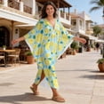 thumbnail image 5 of DISNIMO Lemon Print Kaftan Dresses for Women Stylish Caftans Dress V Neck Batwing Sleeve Kaftan Cover Ups Summer Long Coverups for Bathing Suit, 5 of 7