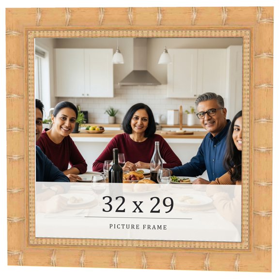 32x29 Light Brown Bamboo Real Wood Picture Frame Width 1.5 inches | Interior Frame Depth 0.5 inches
