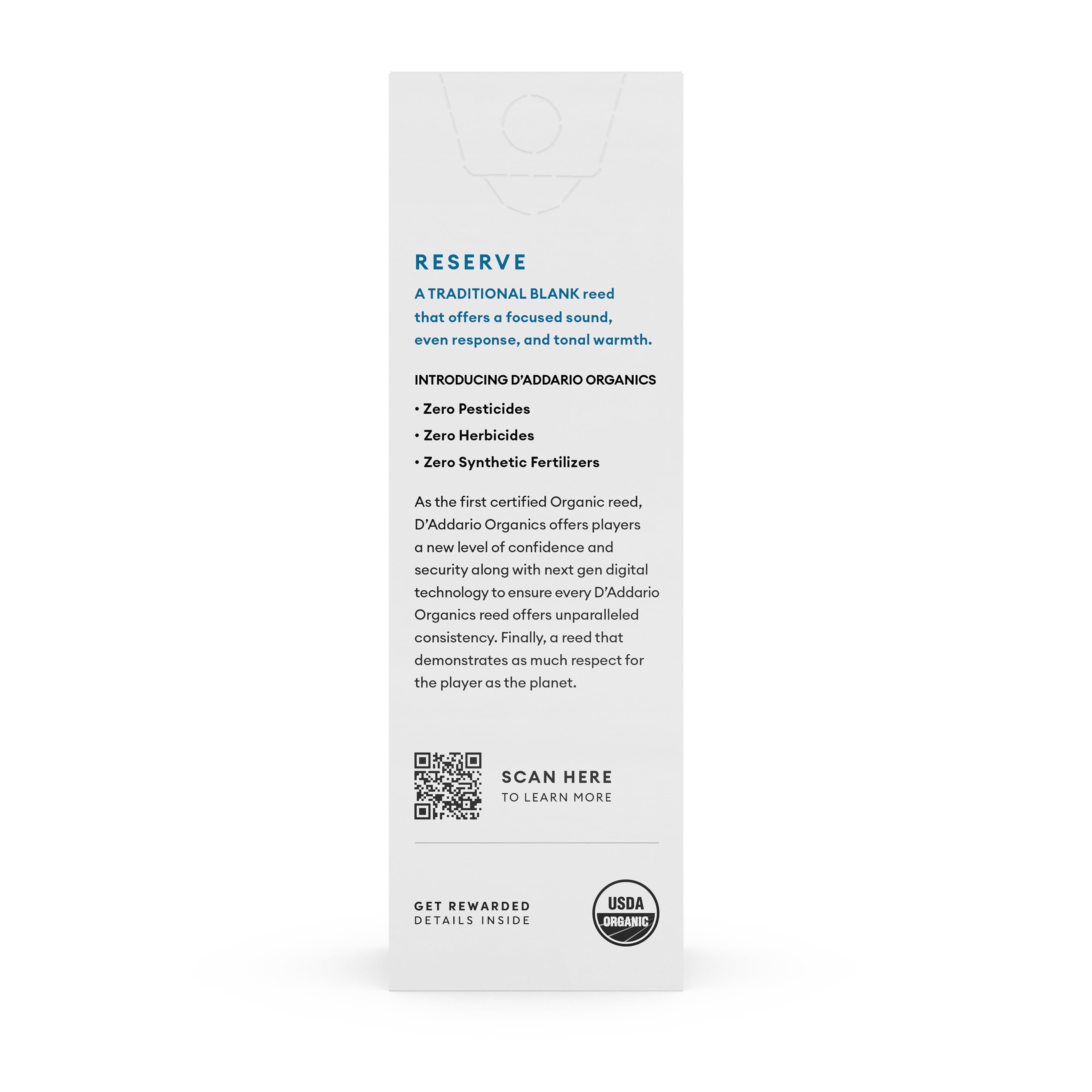 D'Addario Organic Reserve Bass Clarinet Reeds, Strength 3.5+, 5 Pack
