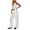White, variant on Guluxicc 2 Piece Women's Outfit Sets Halter V Neck Sleeveless Ruffle Hem Tops Front Cutout Wide Leg Pants Casual Outfits for Casual Wear