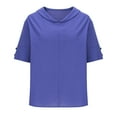 thumbnail image 4 of Homenesgenics Womens Tops under $5 Ladies' Casual Pullover Solid Color Short Sleeved Button V-Neck T-shirt Blue XL, 4 of 6