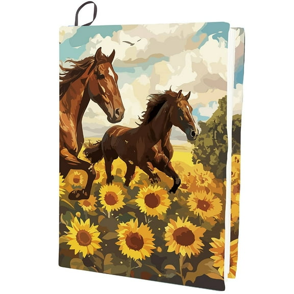 1pc Polyester Book Covers Elastic Notebook Wraps Rectangle Horse 400x250mm