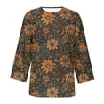 thumbnail image 6 of Craaazy Women's Boho Print Loose Casual Round Neck 3/4 Sleeve T-Shirt Gifts, 6 of 7