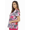 thumbnail image 2 of Just Love Women's V-Neck Printed Scrub Top (Ribbon Print 5, Small), 2 of 3