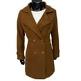 thumbnail image 5 of qucoqpe Pea Coats for Women 2025 Fall Winter Fashion Casual Solid Collar Lapel Collar Jackets Outerwear Long Sleeve Doule Breasted Button Up Long Trench Coats with Pockets, 5 of 5