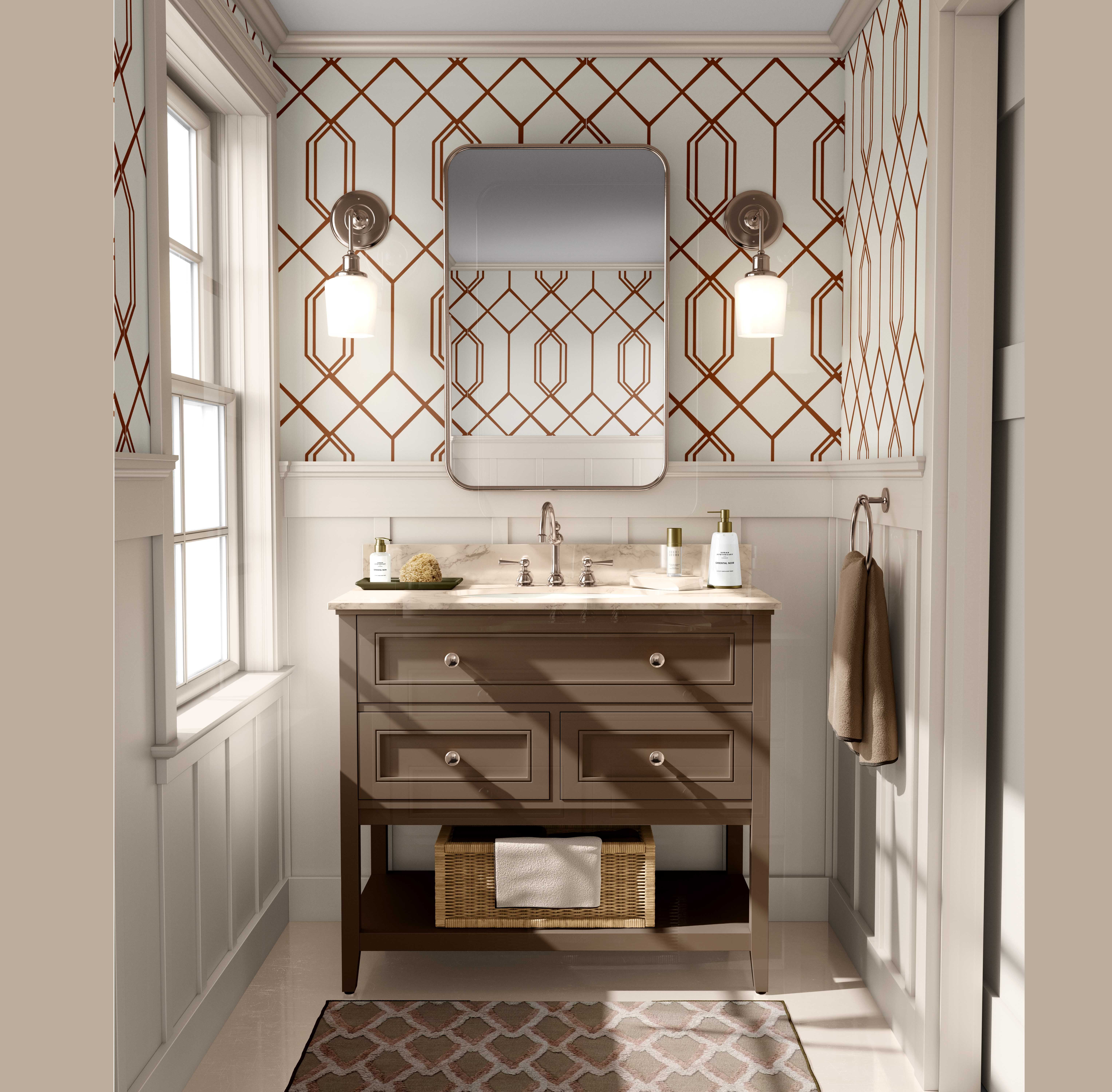 S4sassy Self Adhesive Wallpaper, Geometric Hexagon Line Print Wallpaper, Brown Removable DIY Vinyl Wall Covering, Peel and Stick Contact Paper for Entryway accent Wall, Easy Home Decor (25"x60")