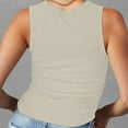 thumbnail image 5 of Women's Tank Top Sleeveless High Neck Ribbed Knitted Slim Fit Top Side Fold Basic T Shirt, 5 of 7
