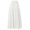 thumbnail image 5 of HGIEYS Womens White Maxi Skirt Summer Boho Long Pleated A-Line Flowy Elastic High Waist Beach Tiered Skirt, 5 of 7