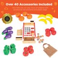thumbnail image 3 of Best Choice Products Kids Pretend Play Grocery Store Wooden Supermarket Set w/ Chalkboard, Cash Register - Red, 3 of 8