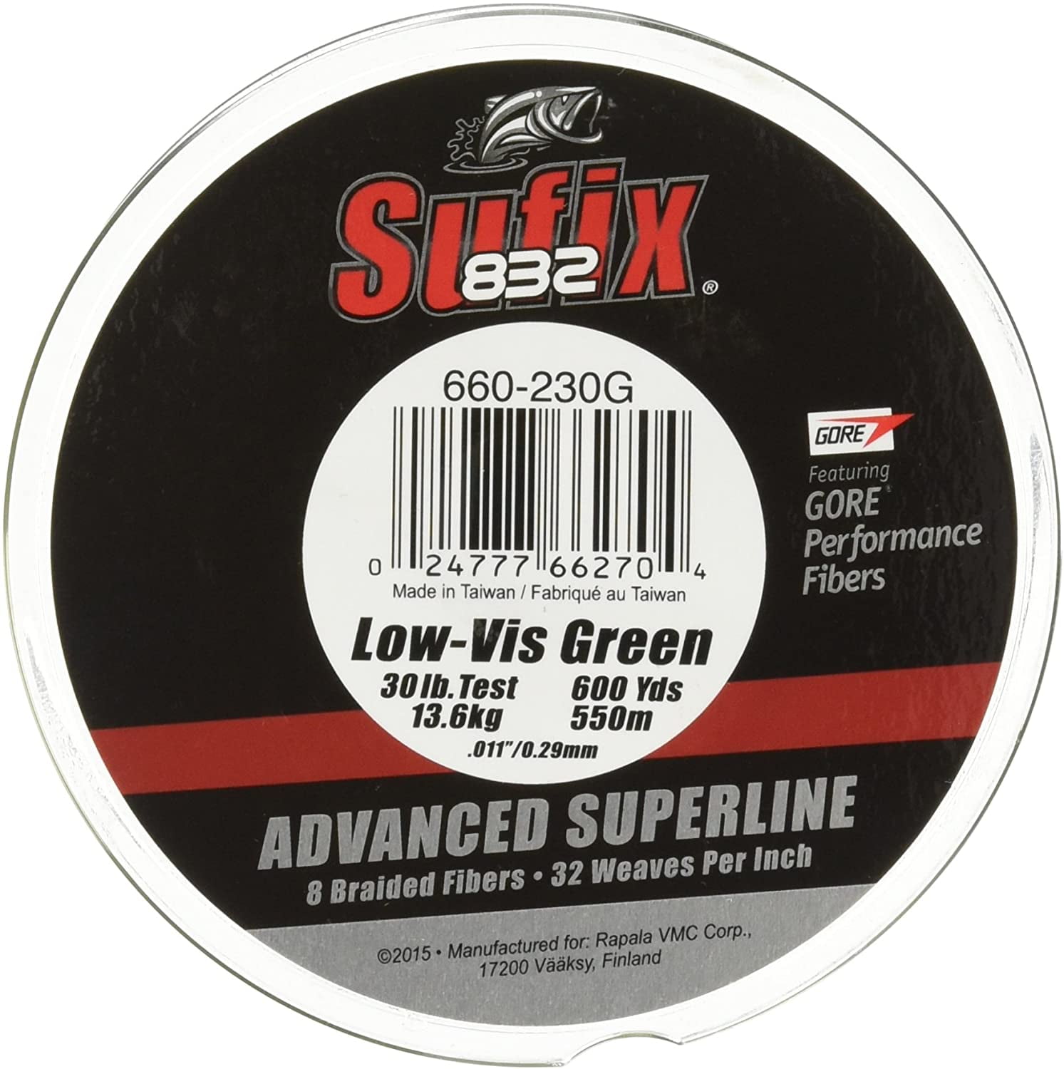 Sufix 832 Advanced Superline Braid -300 Yards Low Vis Green 50 lbs