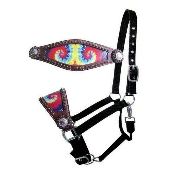 Showman Bronc Halter w/ Tye Dye Print Leather Noseband