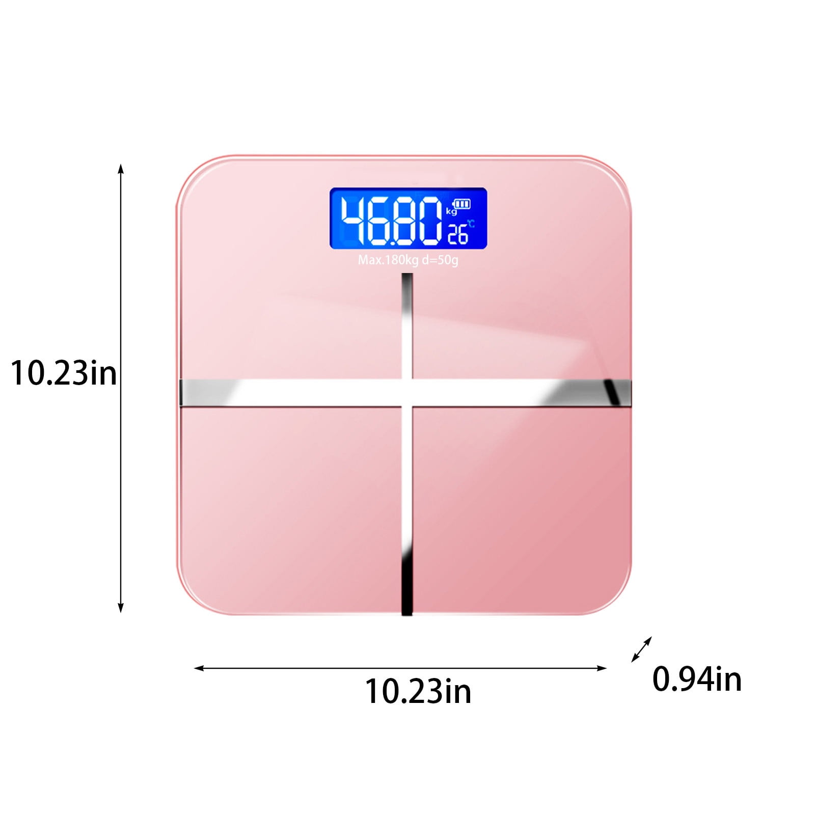 Digital Bathroom Scale with High-Precision Sensors, Lighted LED Display, Rounded Corners, Slim Design, Supports Up to 400lbs, Auto Calibration, USB Rechargeable, Stylish and Accurate for Home Use