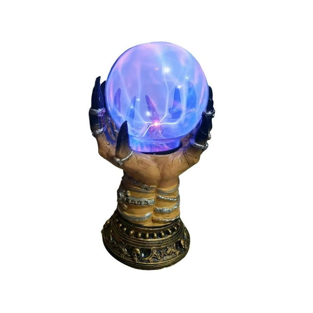 TQEHS Bola de cristal mágica con luz LED brillante, orbe de mago con destellos en la mano de la bruja, bola de plasma electrostática, decoración para fiesta de cumpleaños de Halloween, decoraciones pa