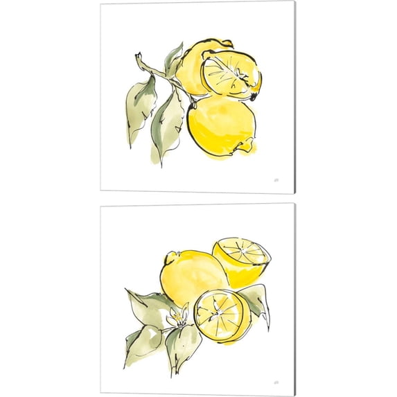 Great Art Now Lemon Still Life by Chris Paschke 2 Piece Canvas Art Set Each 14W x 14H