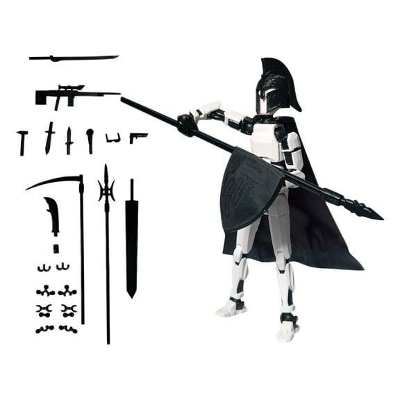 Titan 13 Action Figure, 6 Types of Weapons MultiColor Body 3D Printed Multi-Jointed Movable Robot with Full Articulation, Lucky 13 Nova 13 Dummy 13 Action Figure (Shield and Spear)