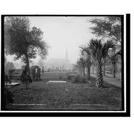 Historic Print, Old Colonial Cemetery, Savannah, Ga., 16" x 20"