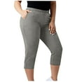 thumbnail image 5 of YanHoo Plus Size Capri Leggings for Women L-5XL High Waist Stretchy Soft Pants Cropped Workout Running Yoga Pants with Pockets Gray,XXXXL, 5 of 7