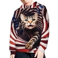 thumbnail image 5 of Xoenoiee Kids Long Sleeve Hoodies Pullover Sweatshirt Cosy Hooded Activewear for Boys Girls with Front Kangaroo Pocket, 3D Vortex American Flag cat Pattern, XL, 5 of 7