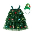 thumbnail image 3 of Christmas Kids Girls Sequin Stars Xmas Tree Dress Sleeveless Layered Tulle Tutu Dress Plush Ball Xmas New Year Party Clothes, 3 of 5