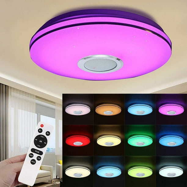 Lámpara De Techo Con Altavoz Bluetooth 30W - Luz RGB Y Blanca Regulable, Control Por App Y Mando, Temporizador, Para Dormitorio O Salón