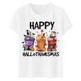 thumbnail image 4 of IDOCLOTHES Halloween Tshirts Shirts for Women Happy Hallothanksmas Funny Graphic Tees Loose Fit Thanksgiving Short Sleeve Fall Outfits Womens Tops White, S, 4 of 4