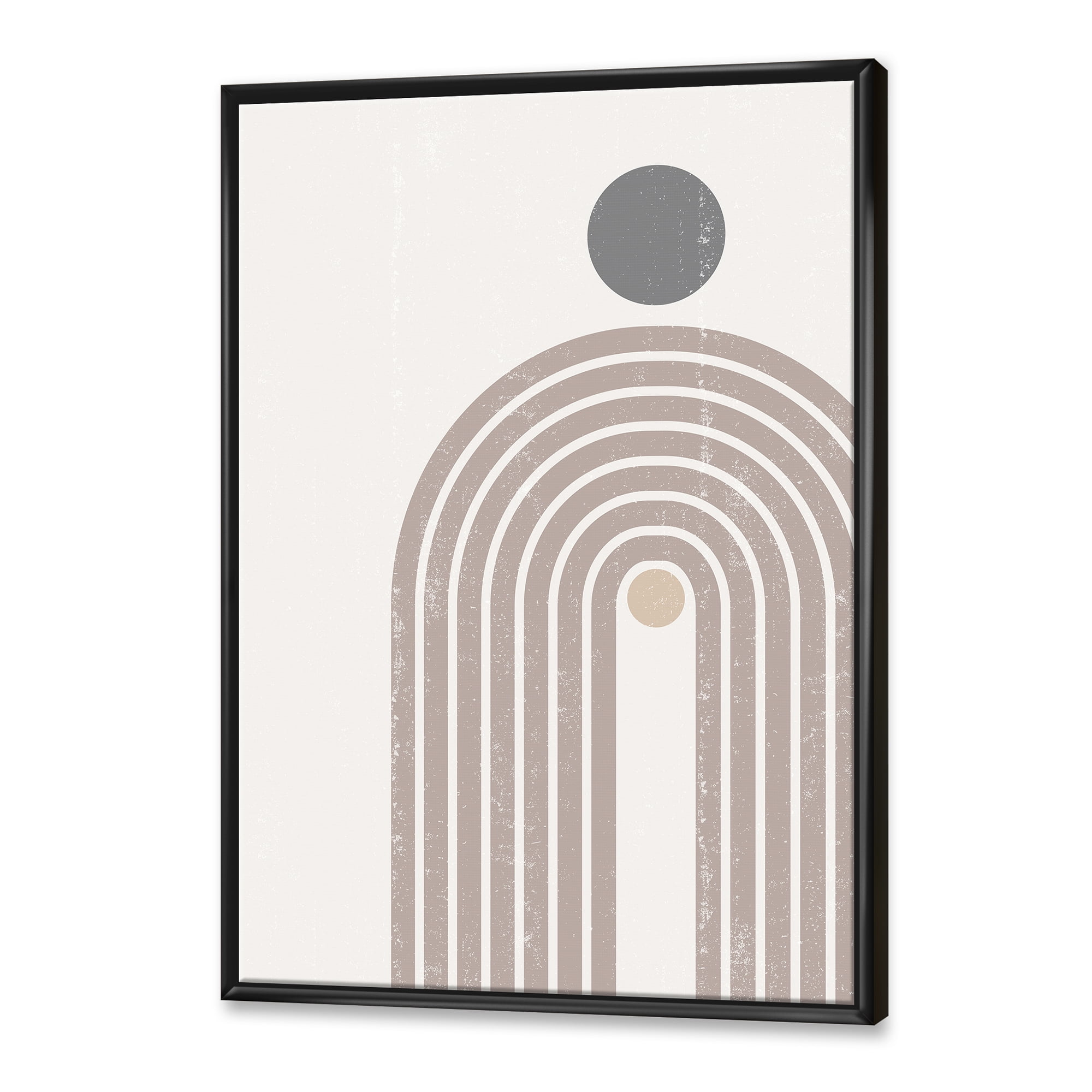 Designart 'Abstract Rainbow Moon and Sun In Earth Tones I' Modern Framed Canvas Wall Art Print