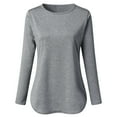 thumbnail image 3 of LEAVINGSUO Long Sleeve T-Shirt for Women Womens Tops,Women's Color Long Slim Round Neck Long Sleeve T-Shirt Tops Gray S, 3 of 7